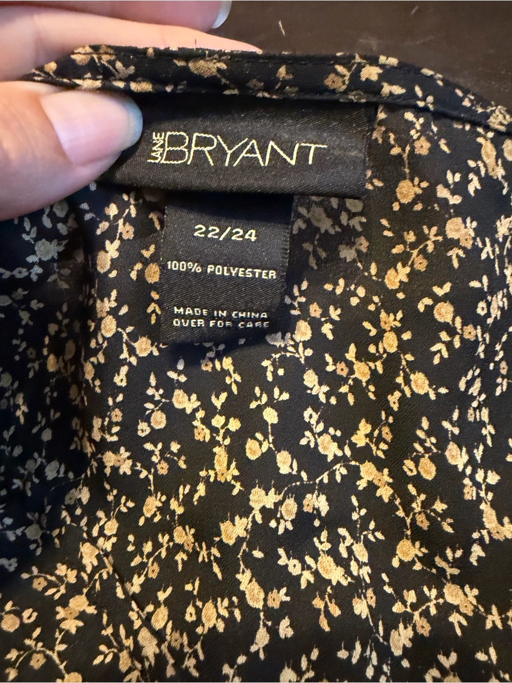 **** PLUS SIZE SALE ***Lane Bryant Black Blouse with Gold Floral Print